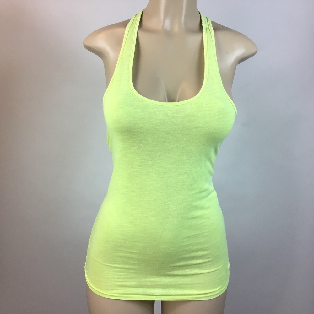 Victoria Secrets Pink Yellow Sleeveless Workout Tank Top Size XS